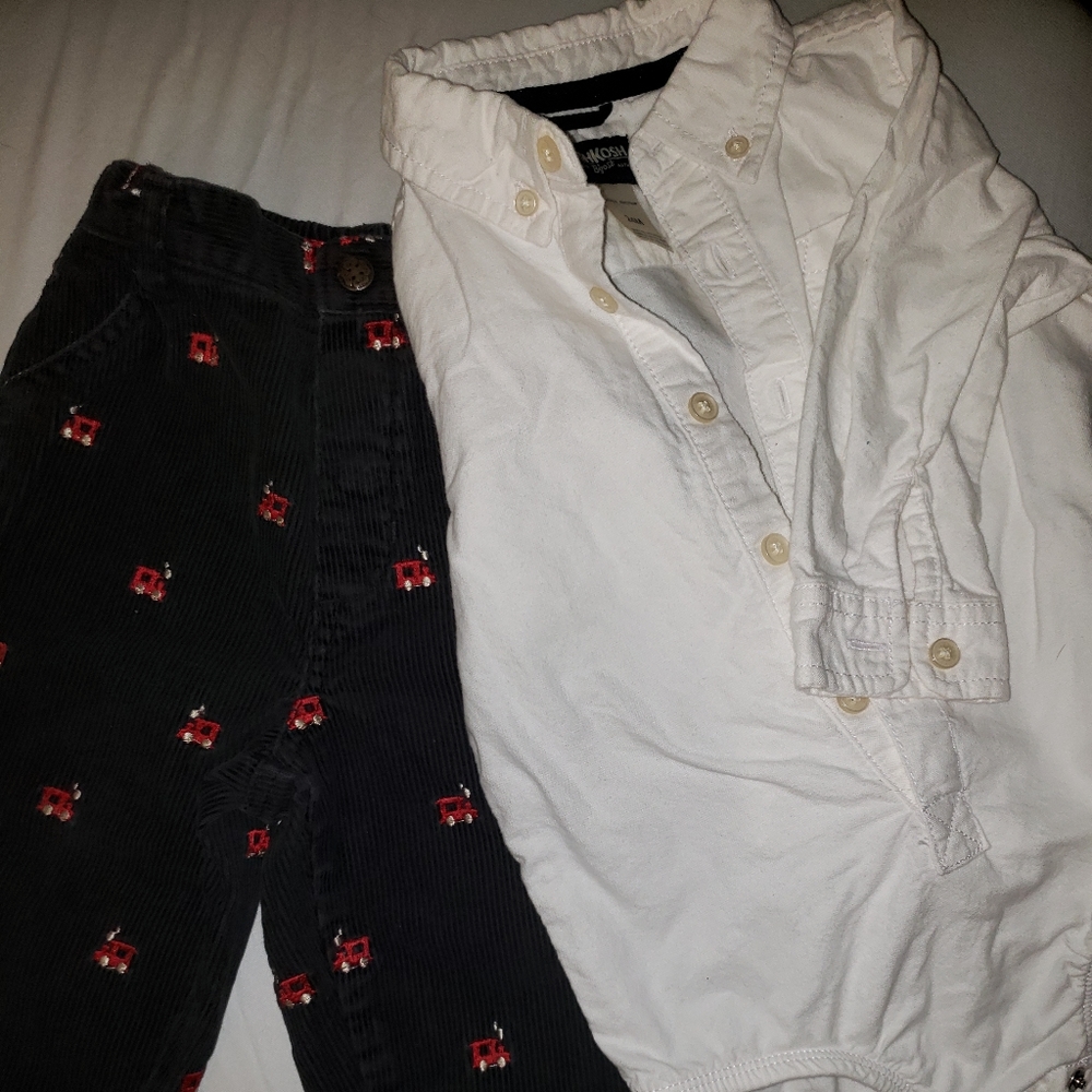 Button down Oxford onsie w/ Corduroy pants
